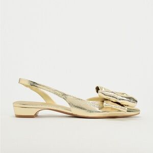 ZARA BOW TRIM METALLIC SLINGBACK SHOES